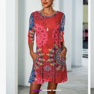 New Colourful Mandela summer swing dress